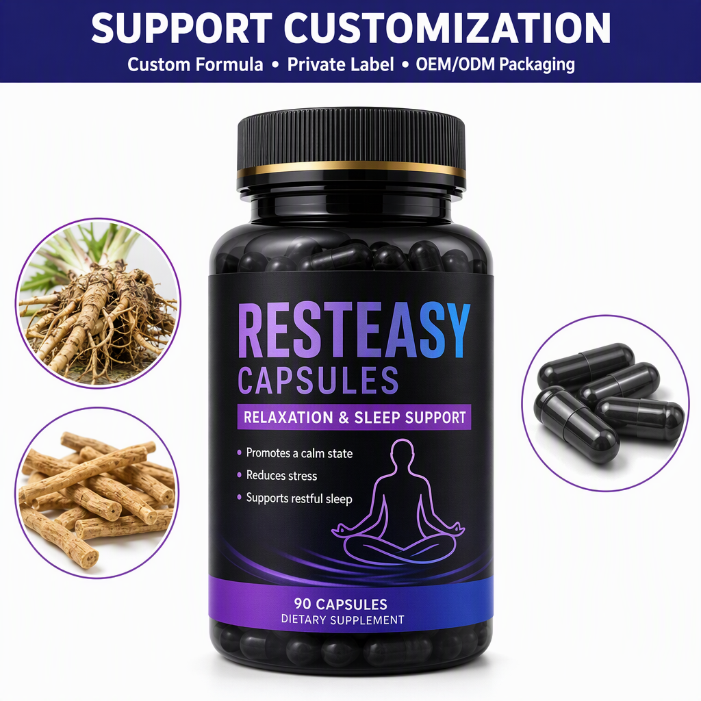 Wholesale OEM Ashwagandha Extract and Valerian Root Extract Herbal Capsules for Adult Sleep Support and Beauty Benefit