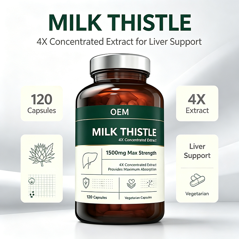 Milk Thistle 4X Concentrated Extract 1500mg Max Strength 120 Vegetarian Capsules for Adult