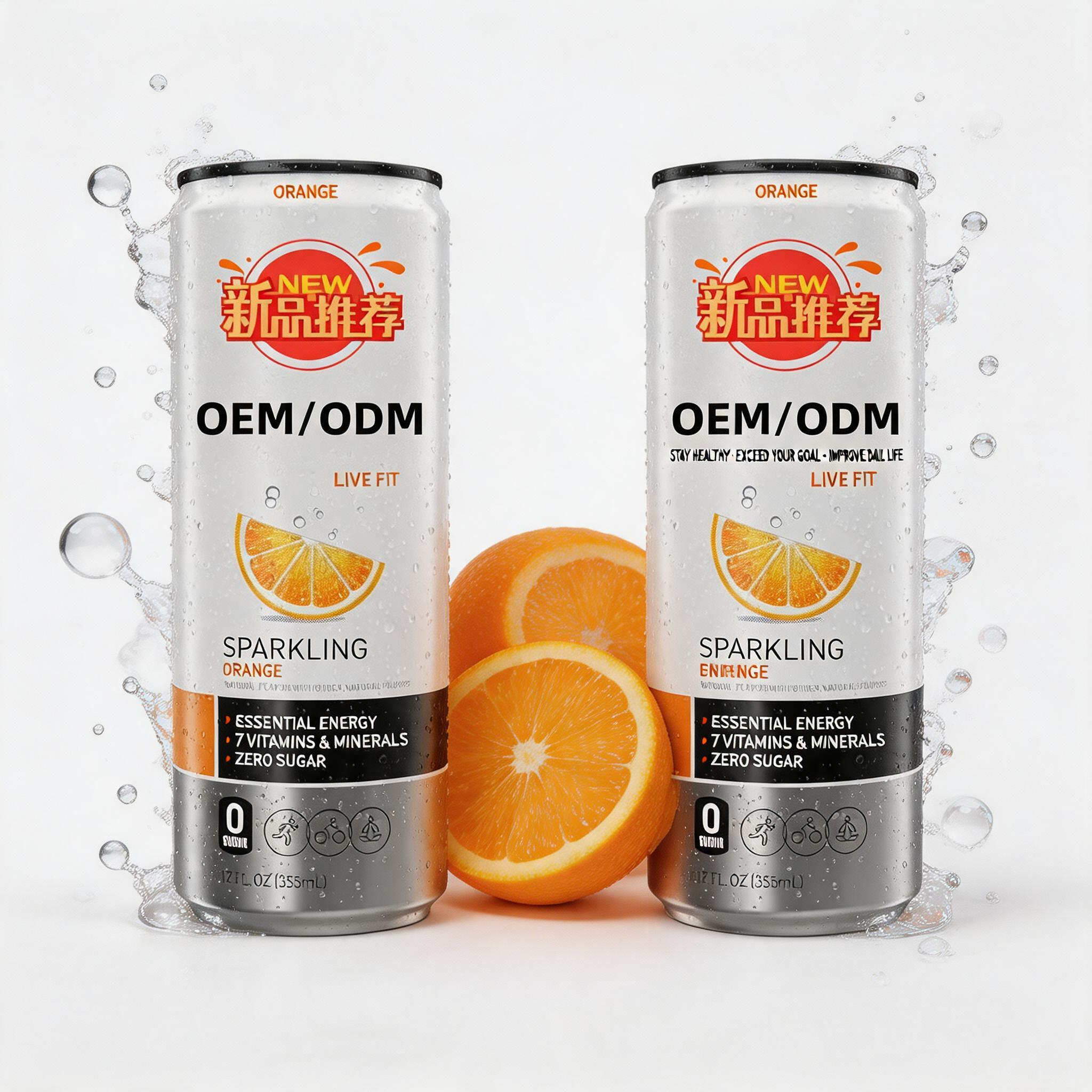 Bubble Orange Flavored Functional Energy Drink Citric Acid Sucralose 355ml Caffeine Green Tea Extract Zero Sugar 12 Months