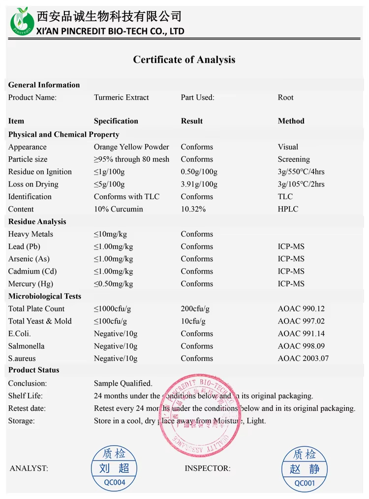 Bulk Price Water Soluble Turmeric Extract 10% Curcumin Powder