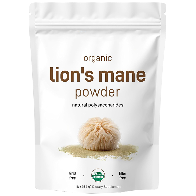 Private Label Lions Mane Herbal Extract Mushroom Powder Supplement Food &amp; Grade Bottle Packaging