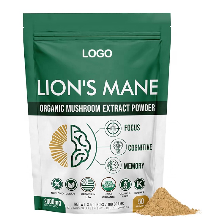 Mushroom Powder Organic Custom Packaging Lion's Mane Mushroom Extract Lion's Mane Powder