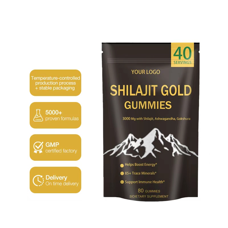 OEM/ODM Private Label Shilajit Gummies Cordyceps Ginseng 85 Minerals Energy Vitality Supplement