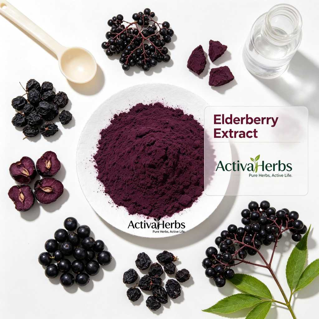 Natural Elderberry Extract Powder 25% Anthocyanins Sambucus Nigra L Solvent Extraction Drum Health Food Grade for Immune Support