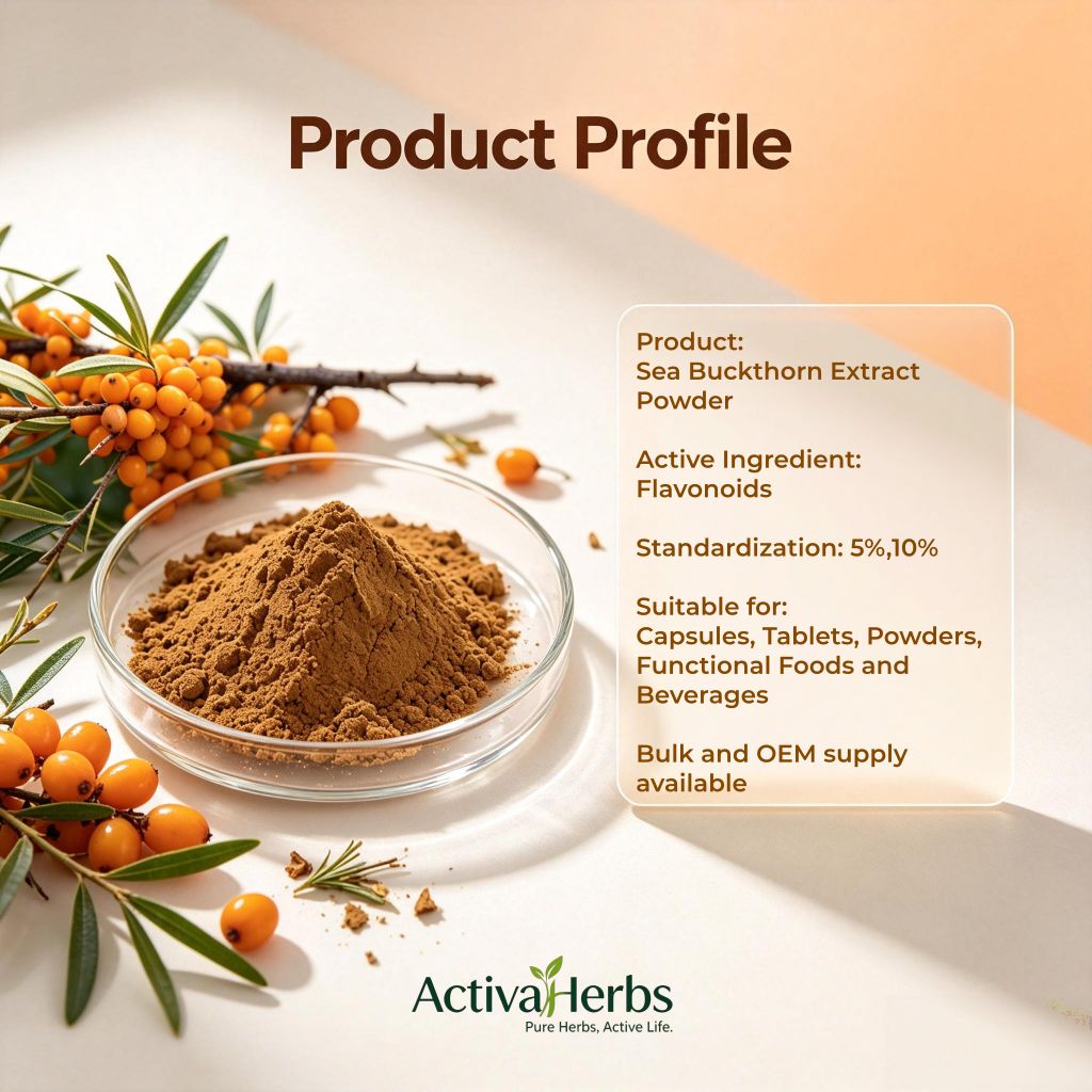 ActivaHerbs Sea Buckthorn Extract Powder 5% 10% Total Flavonoids Natural Botanical Extract