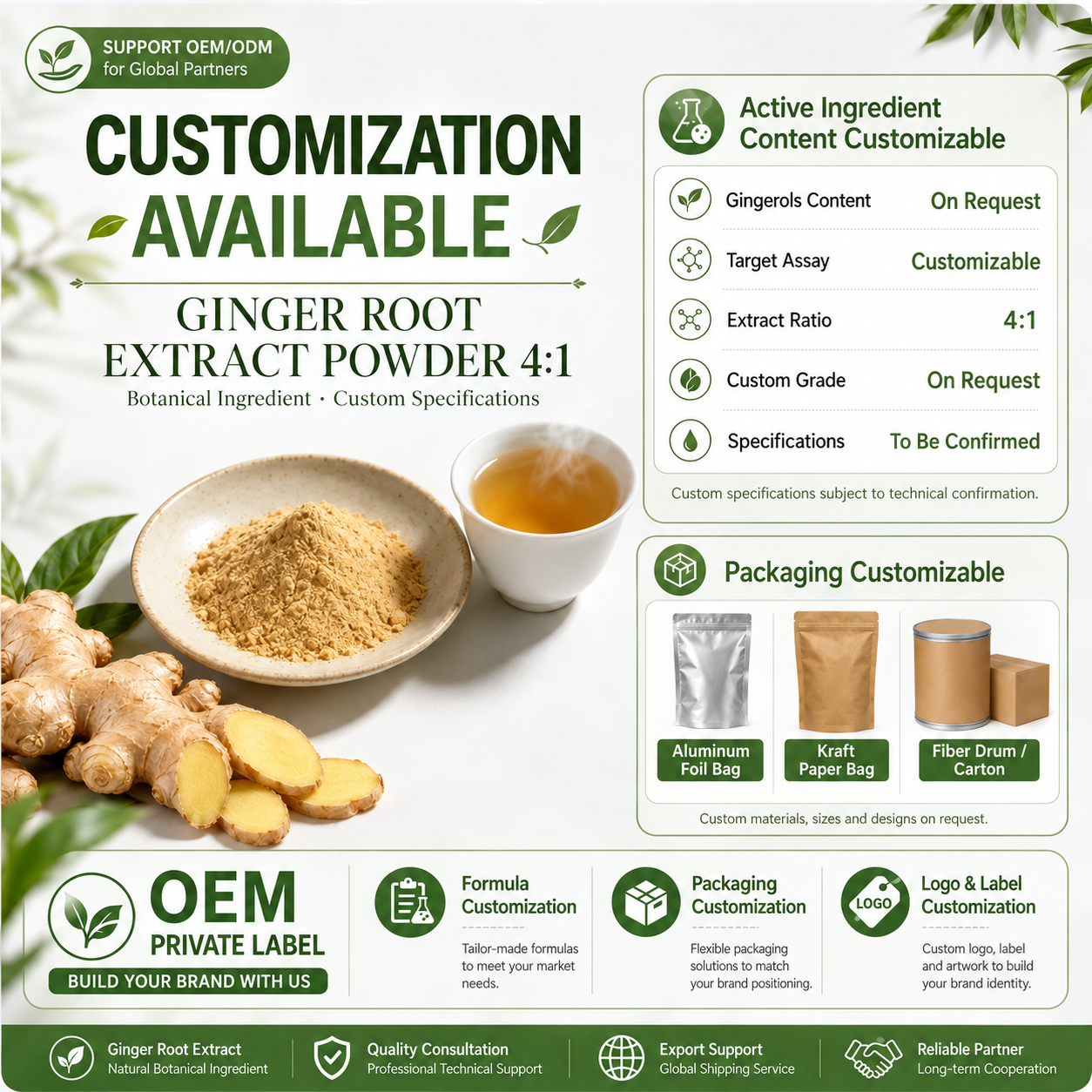 Ginger Root Extract 4:1 Powder Zingiber Officinale Gingerol Botanical Extract Natural Plant Extract Powder Extract