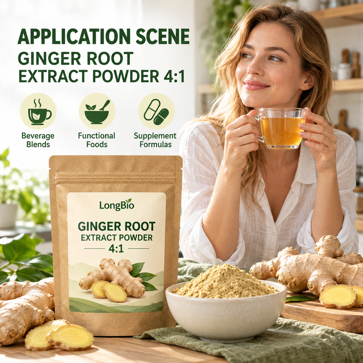 Ginger Root Extract 4:1 Powder Zingiber Officinale Gingerol Botanical Extract Natural Plant Extract Powder Extract